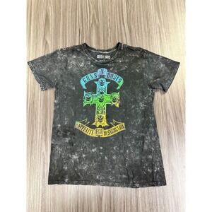 Guns N Roses Appetite for Destruction Acid Wash‎ Graphic Tee Gray Rainbow Large